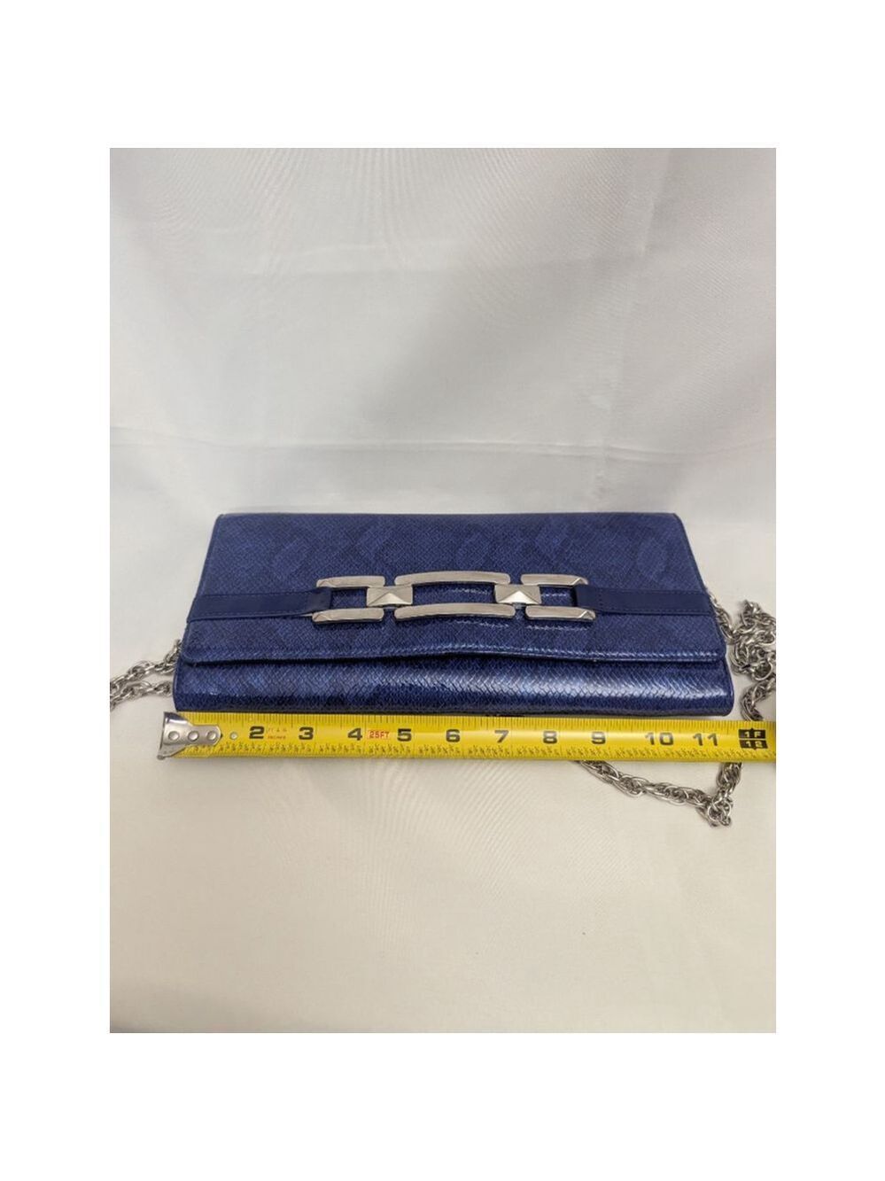 White House Black Market Blue Faux Snakeskin Clutch - Picture 10 of 13